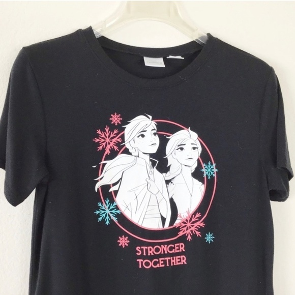 Disney Frozen Graphic Tee Shirt Short Sleeves Black Size M - Picture 3 of 5